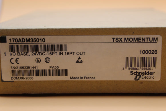 New Sealed Box | Schneider Electric | 170ADM35010 | TSX MOMENTUM 170ADM35010 I/O BASE 24VDC-16PT IN 16PT OUT