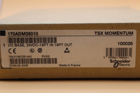 New | Schneider Electric | 170ADM35010 | SCHNEIDER  TSX MOMENTUM 170ADM35010 I/O BASE 24VDC-16PT IN 16PT OUT