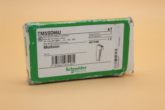New | Schneider Electric | TM5SDI6U | MOD 6DI 100-120 VAC 1 WIRE BASE